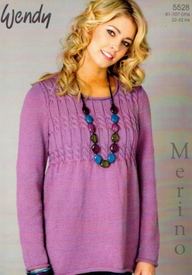 Knitting Pattern - Wendy 5528 - Merino DK - Cable Bodice Sweater